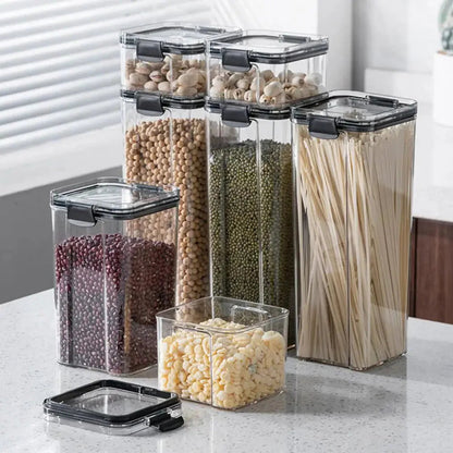 Multipurpose Food Storage Containers Set - Clear Jars with Lids for Cereal, Candy, and Dry Goods